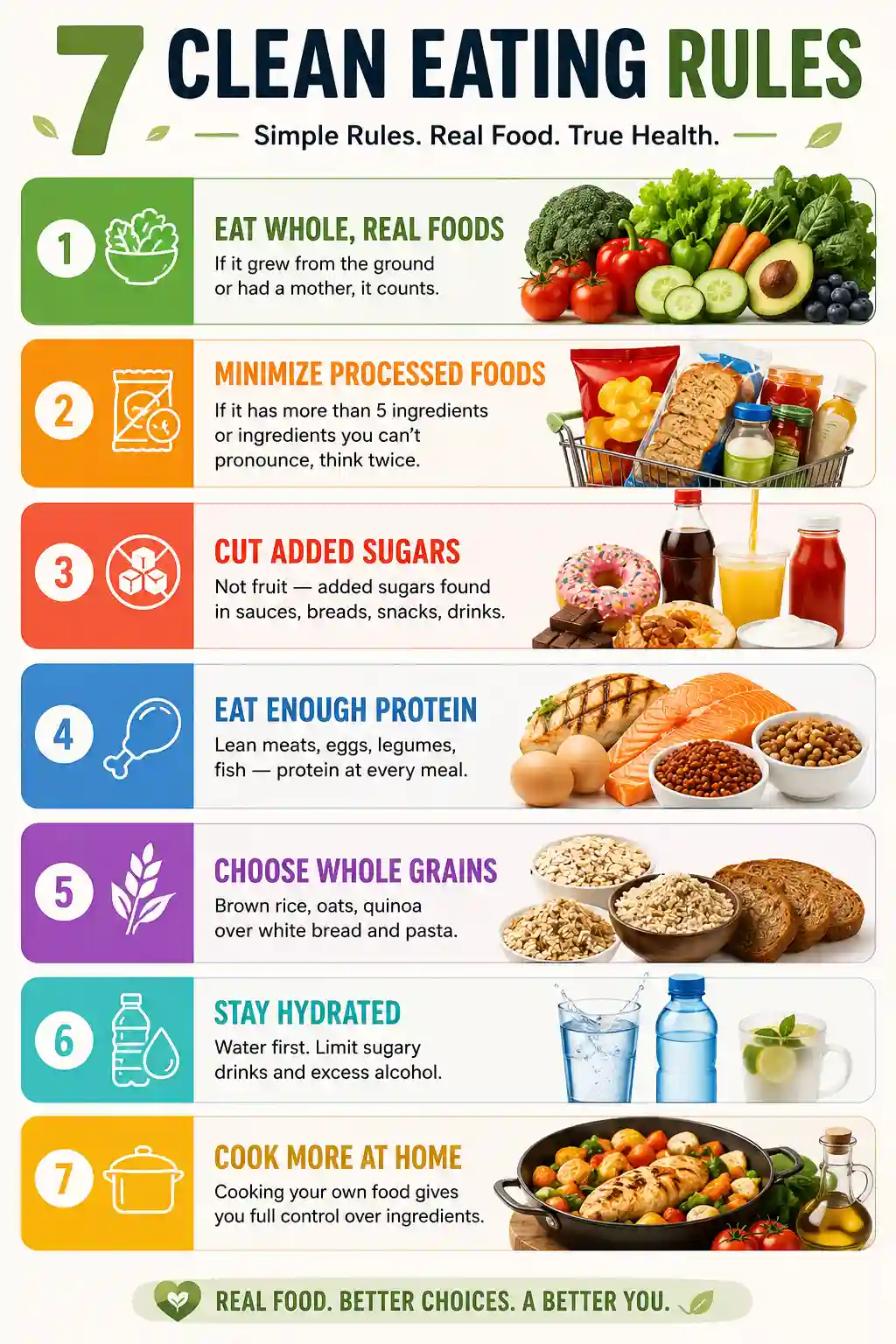 7 clean eating rules visual