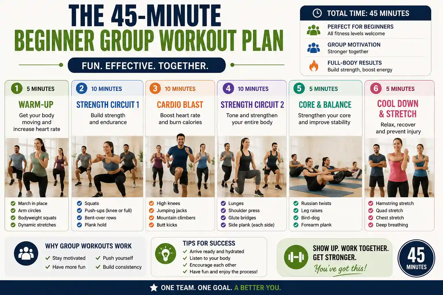 the 45 minute beginner group workout plan