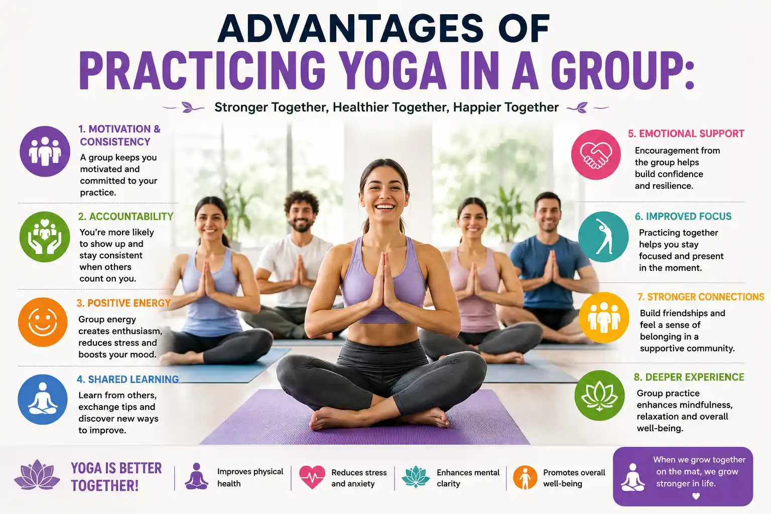 advantages of practicing yoga in a group