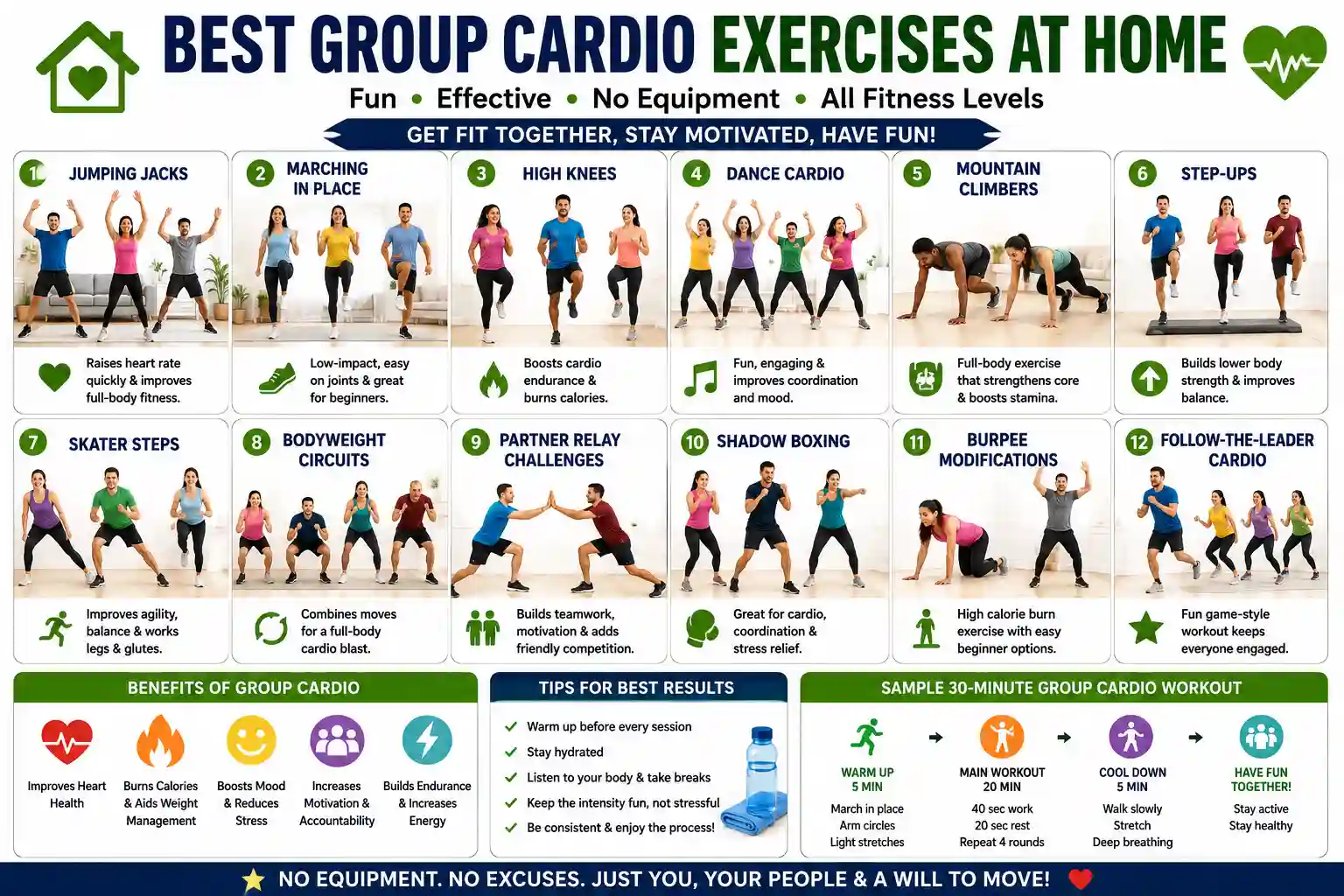 best group cardio exercises at home