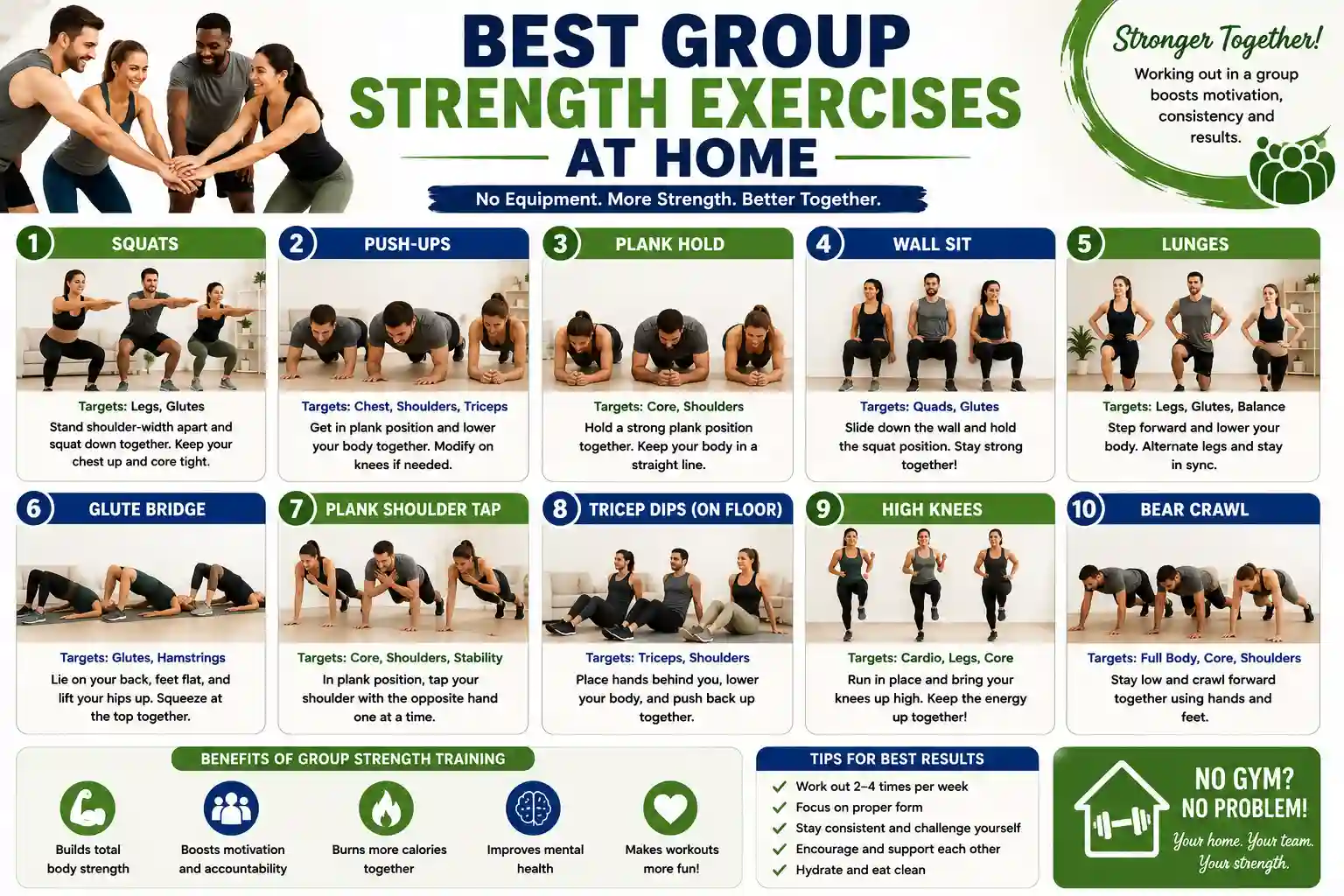 best group strength exercises at home