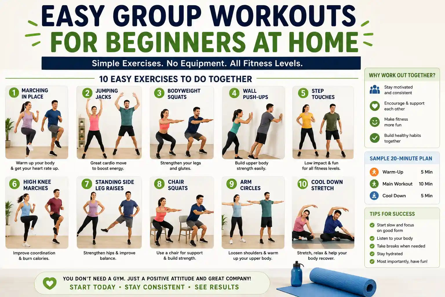 easy group workouts for beginners at home