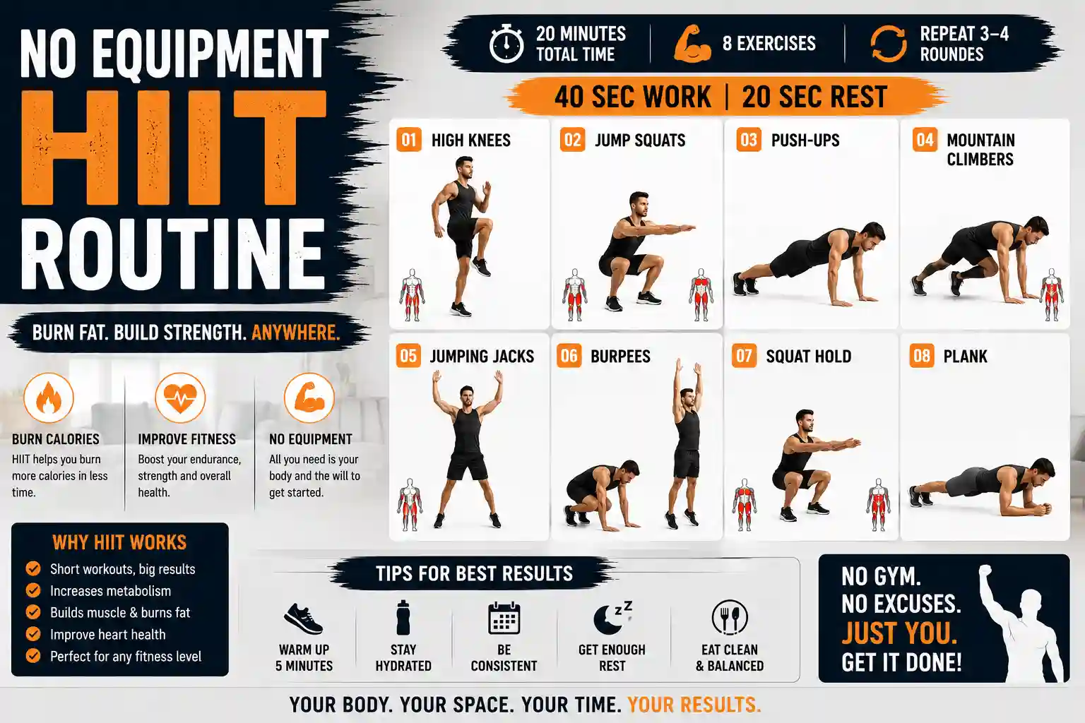 no equipment hiit routine