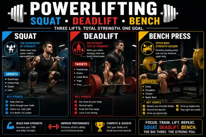 powerlifting squat deadlift bench