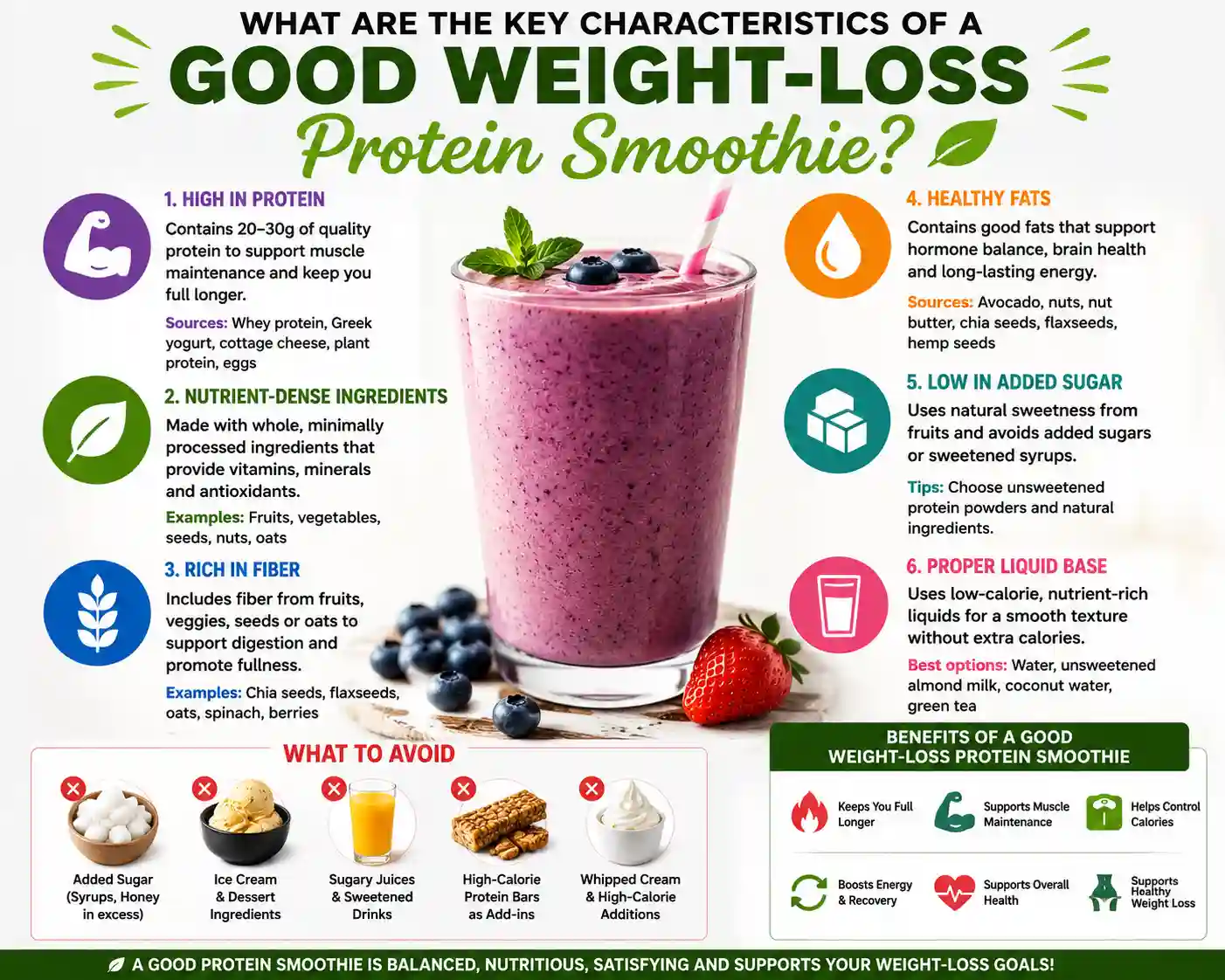 what are the key characteristics of a good weight-loss protein smoothie_
