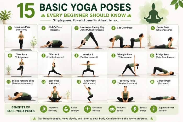 15 basic yoga poses every beginner should know