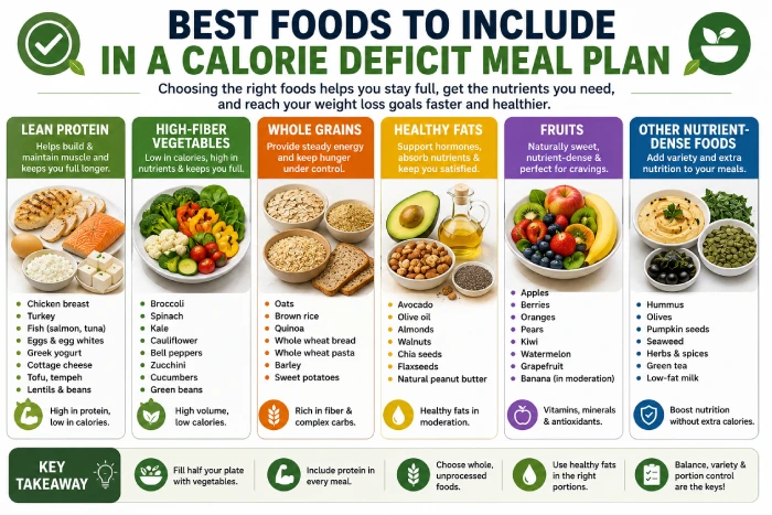 best foods to include in a calorie deficit meal plan