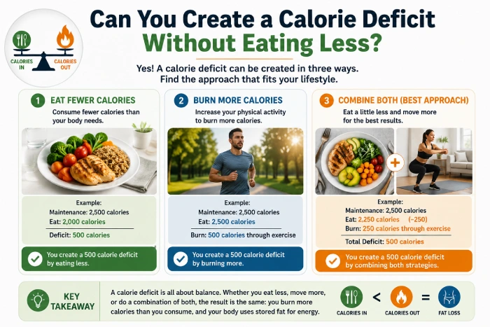 can you create a calorie deficit without eating less