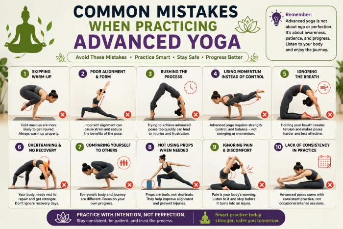 common mistakes when practicing advanced yoga