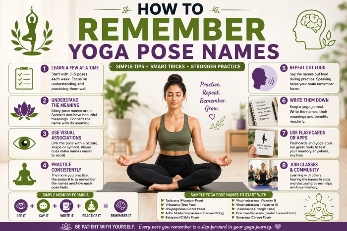 how to remember yoga pose names