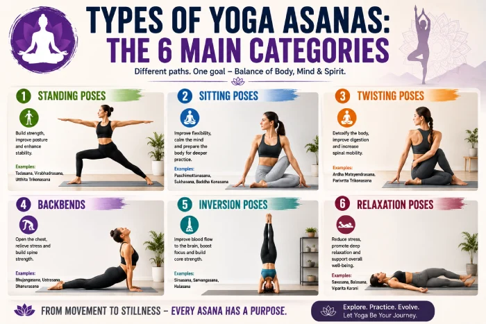 Types of Yoga Asanas: The 6 Main Categories