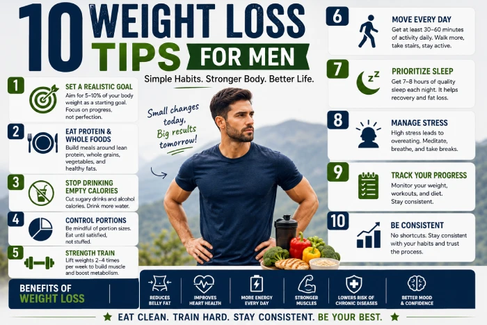 10 weight loss tips for men