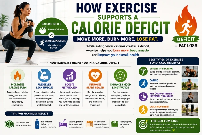 how exercise supports a calorie deficit
