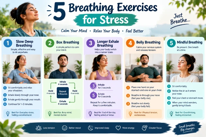 5 breathing exercises for stress