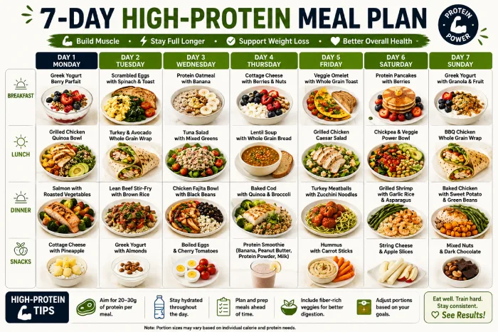7-day high-protein meal plan