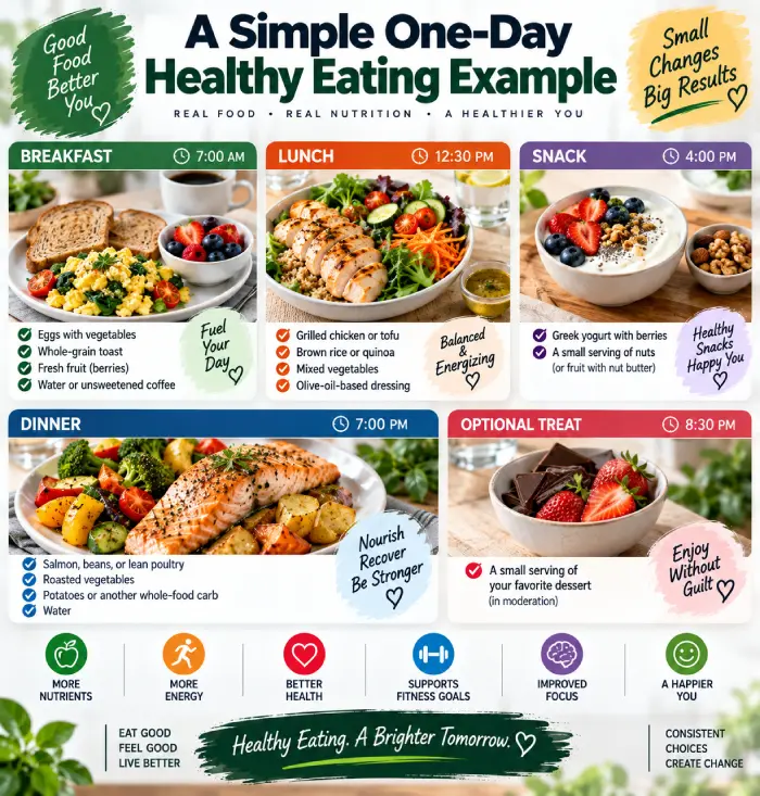 a simple one-day healthy eating example