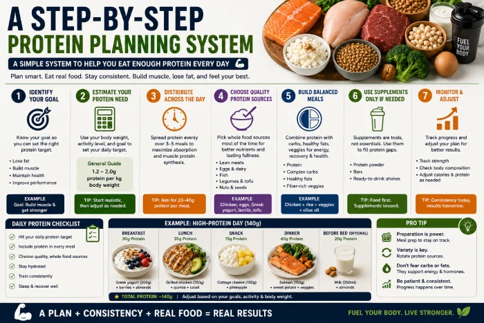a step-by-step protein planning system