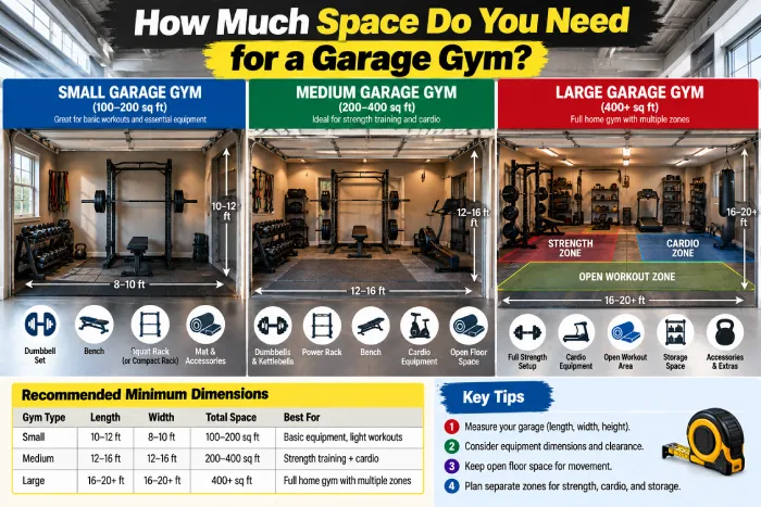 how much space do you need for a garage gym