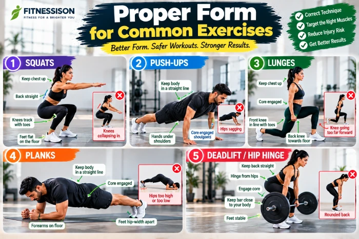 proper form for common exercises