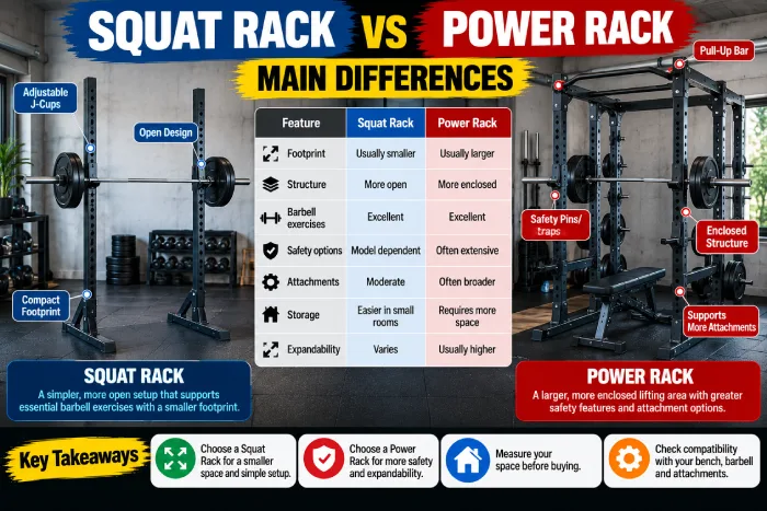 squat rack vs power rack main differences